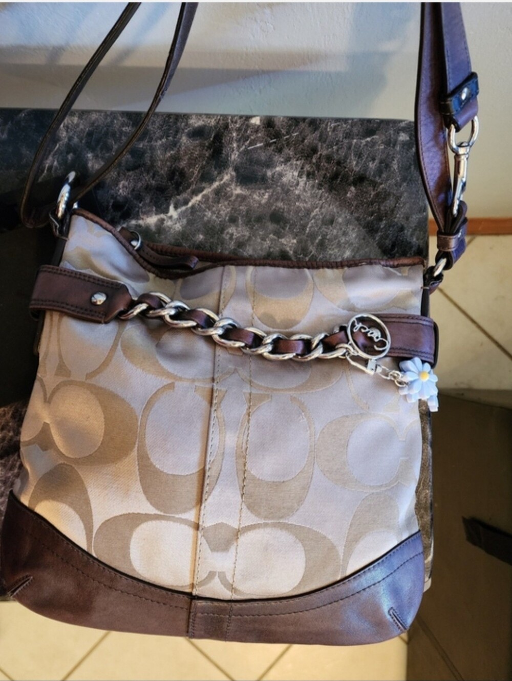 Coach Signature Optic Chain Bag In Metalic Bronze - Picture 5 of 12